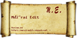 Mérai Edit névjegykártya