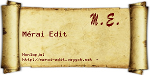 Mérai Edit névjegykártya